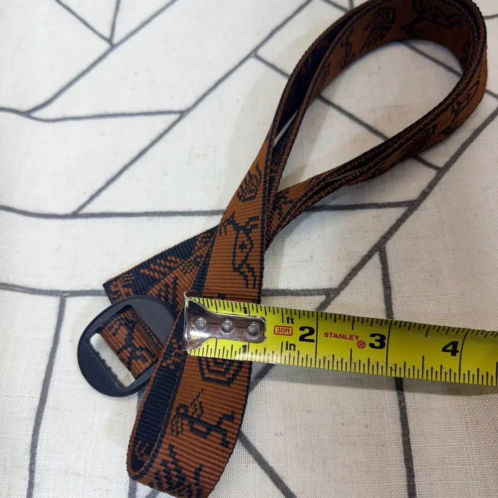 Bison Designs Web Belt 44 Brown Black Southwestern Petroglyph USA Made